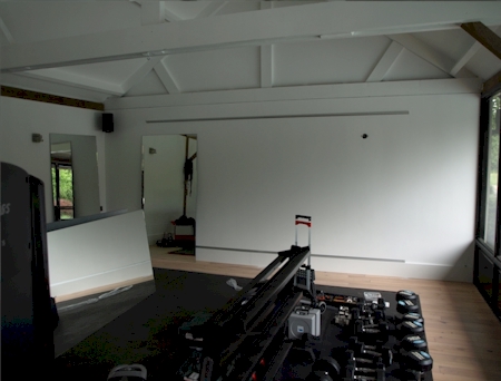 spiegelwand prive fitness De Mortel- opbouw spiegelwand