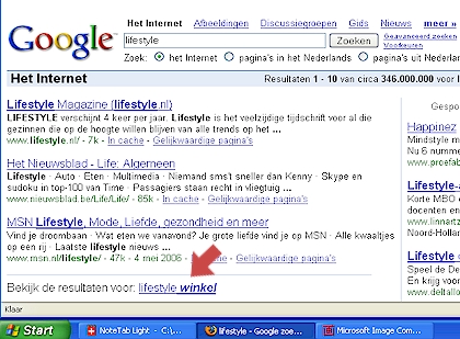 geclusterde resultaten in Google