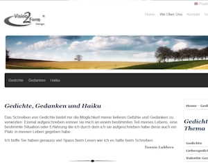 Vision2Form Persönliche Gedichte und Gedanken. Screenshot vision2form - gedichte und gedanken